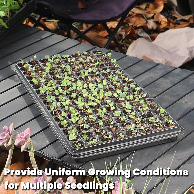Gardzen 10 Pack 128 Cell Seed Starter Trays, 1.5" Deep Plug Tray for Seedlings, Durable Seedling Trays with Drainage Holes, Fit Standard 1020 Drip Tray