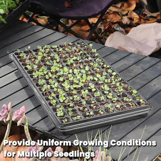 Gardzen 10 Pack 128 Cell Seed Starter Trays, 1.5" Deep Plug Tray for Seedlings, Durable Seedling Trays with Drainage Holes, Fit Standard 1020 Drip Tray