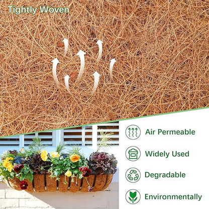 Coco Liners for Planters - 4 Pack 24 Inch Trough Coconut Liners for Planters, Window Box Coco Liners, 100% Natural Coconut Fiber Liners for Wall Hanging Basket, Window Box, Fence Baskets