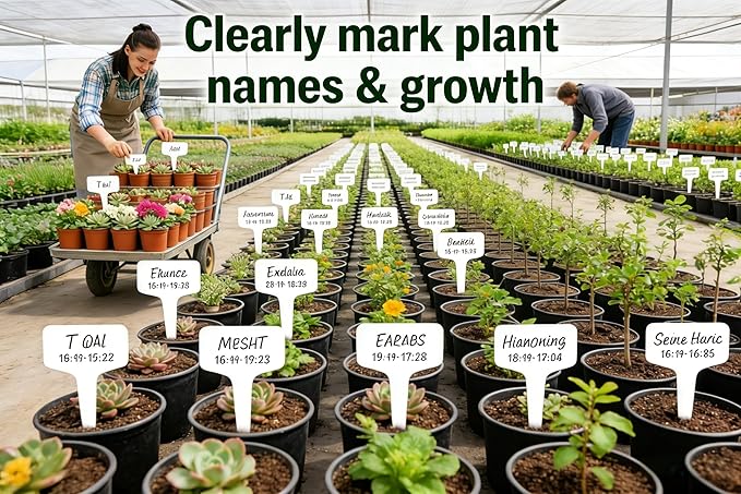 200pcs 4-Inch Plant Name Tags, T-Type Garden Labels Markers, Nursery Plastic Tag for Outdoor Waterproof Plant Label Stakes with Marking Pen