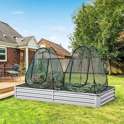 2 Packs Pop up Garden Netting Cover Plant Guard Cover with 16 Stakes Bird Plant Tent Protector for Vegetables Fruits Flowers (2, 36 * 36 * 39 inch)