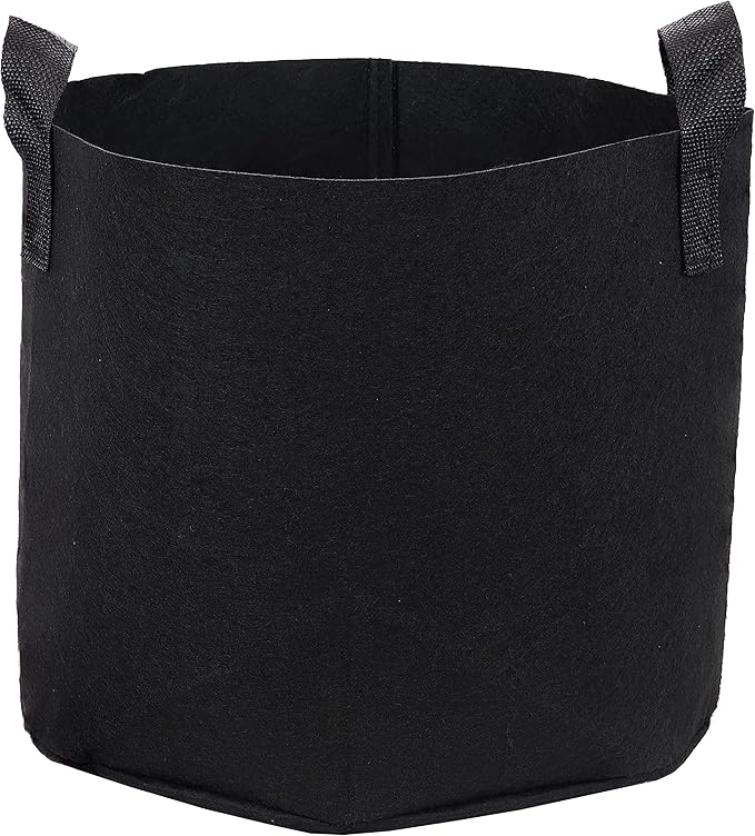 Sunnydaze 10-Pack of 5-Gallon Garden Grow Bags for Vegetables - Black 300 GSM Non-Woven Polypropylene Felt Fabric Flower Pots and Planters with Handles - Gardening Containers