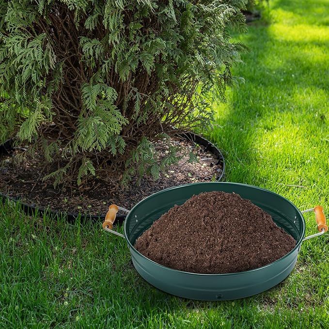 Soil Sifter for Gardening with 1, 3, 6, 9, 12 mm Sieve Mesh Compost Dirt Sifter with Handle Large Garden Sand Soil Rock Sieve 17.7" l x 13.8" W for Sand Rocks Pellet Gravel (Green)