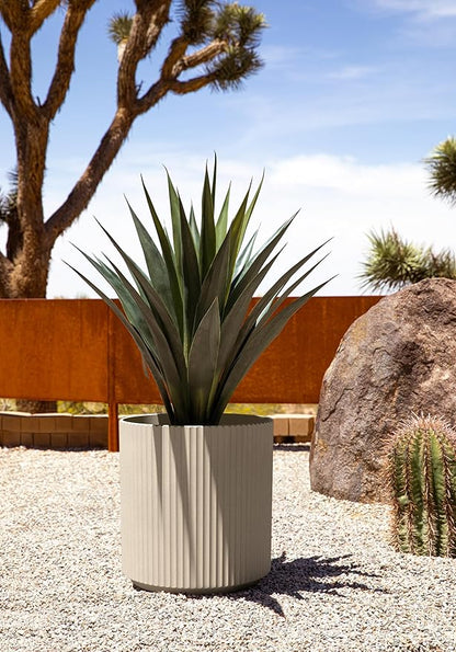 Veradek Round Demi Planter Pots for Indoor/Outdoor Garden Use, Made from Plastic-Concrete Mix with Drainage Holes, Perfect for Small to Large Succulent Plants, Flowers, Modern Interior Plants