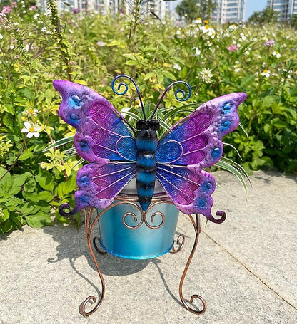 coolboy Metal Animal Plant Pot,Succulent Flower Pot,Fun Metal Planter,Colorful Butterfly Flowerpot,Decorative Modern Indoor Planter Flower Pots or Outdoor Flower Pot Decoration