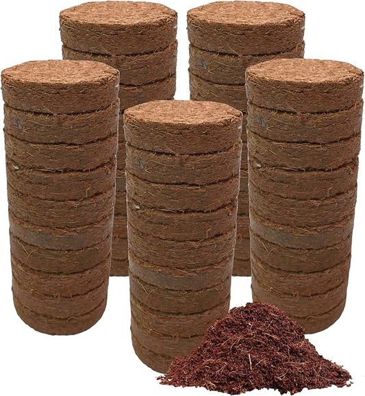 Coco Coir Discs (40mm, 50-Pack) - Organic Coconut Disc for Plants - Seed Starting Discs - Seedling Soil for House Plants, Potting Soil, Indoor Gardens - Organic Coco Coir - Compressed Coconut Pellets