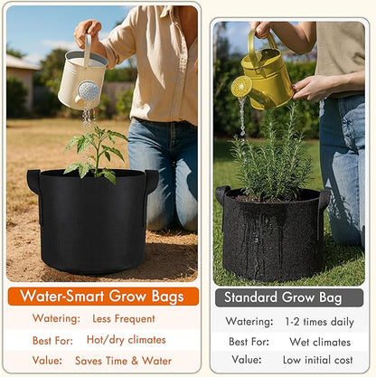 Gardzen 15 Gallon Grow Bags 6-Pack, 500G Thick Nonwoven Fabric Pots with Waterproof Liner & Breathable Bottom, for Hot Dry Climates