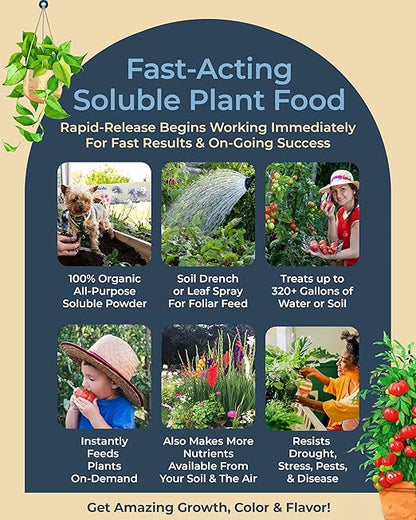 Organic Plant Magic - Truly Organic™ Fast-Acting Soluble Plant Food: All-Purpose Fertilizer Concentrate for All Flower Vegetable Herb Fruit Tree Shrub Container Garden & House Plants [5 lb Bucket]
