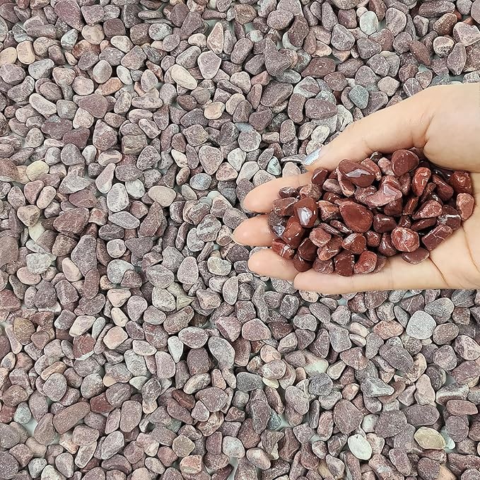 5 lbs Succulent and Cactus Pebbles for Indoor Plants, 3/8 Inch Pea Gravel Decorative Red River Rocks for Plants, Vases, Terrarium, Aquarium, Potted Top Dressing and Outdoor Landscaping Stones