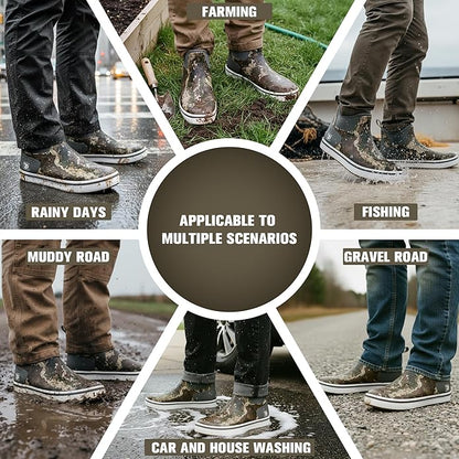 Trudave Mens Deck Boots, Waterproof Rubber Fishing Rain Boots, Anti-slip Short Ankle Shoes for Outdoor Fishing, Boating, Size 5-14
