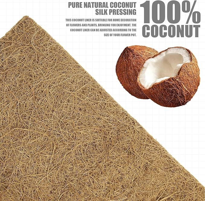 16X60 Inch Natural Coco Liner Roll, Coco Liners for Planters for Window Box Flower Basket, Coconut Coir Liner Sheets Mats for Hanging Basket, Animal Pet Pad, Garden Decoration