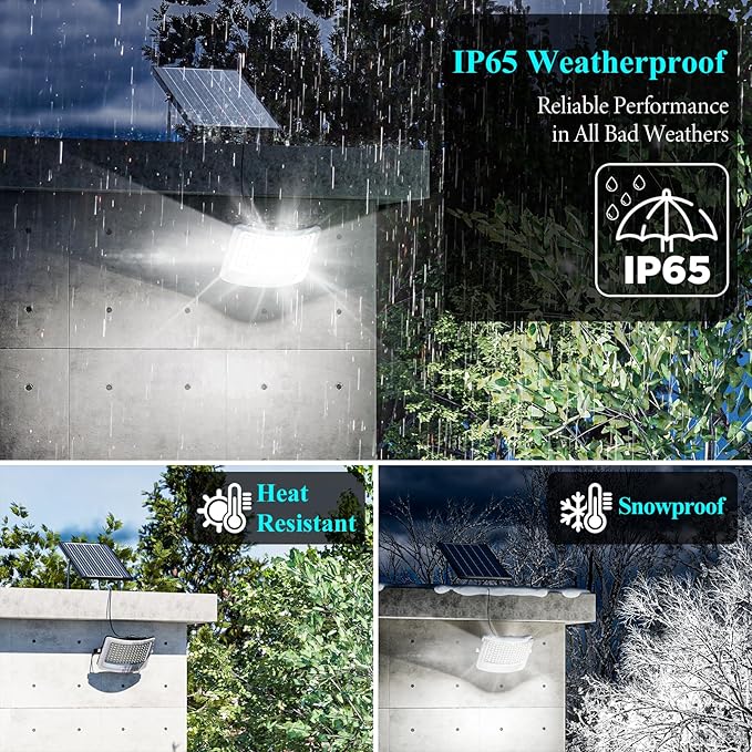 MMKT Solar Flood Lights Outdoor,12000mAh Motion Sensor Outdoor Solar Powered Lights with Remote, IP65 Waterproof Solar Flood Light for Outside, Dusk to Dawn Wall Light for Garage, Patio, Yard