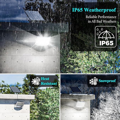 MMKT Solar Flood Lights Outdoor,12000mAh Motion Sensor Outdoor Solar Powered Lights with Remote, IP65 Waterproof Solar Flood Light for Outside, Dusk to Dawn Wall Light for Garage, Patio, Yard