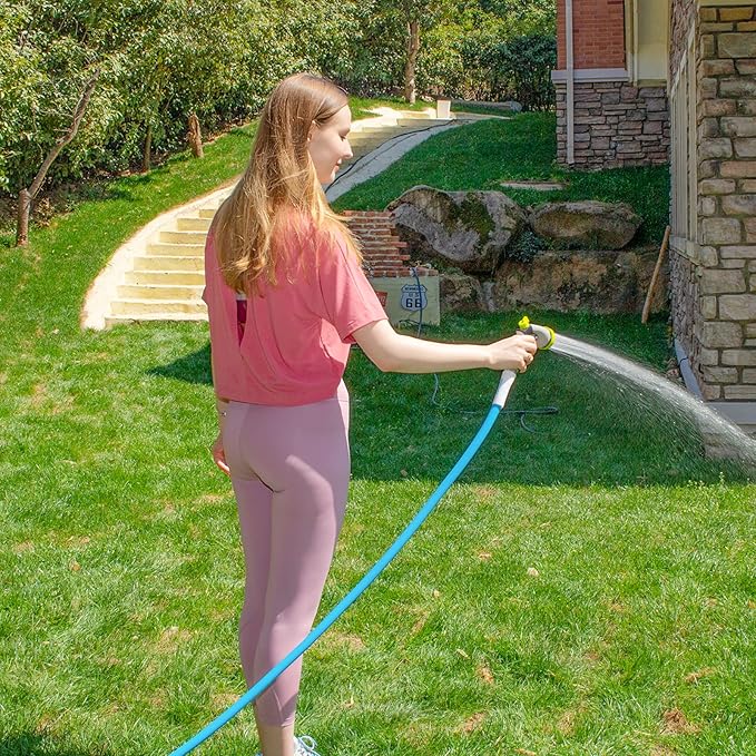 Fevone 100 ft Kink Free Garden Hose, All Weather Flexible, Heavy-Duty & Durable, Leak-Free Connection