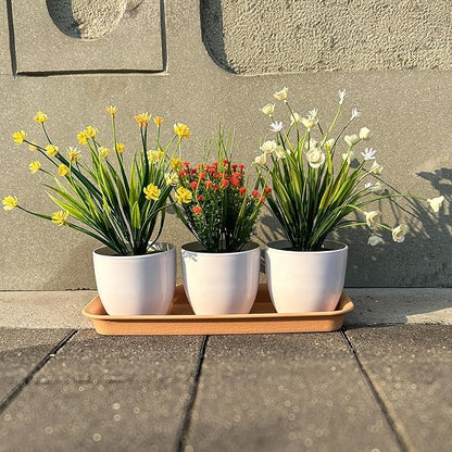 12 Inch Plastic Rectangular Plant Saucers Tray, Plant Drip Trays for Watering, Planter Pot Saucer Tray for Indoor and Outdoor Plants, Light Brown