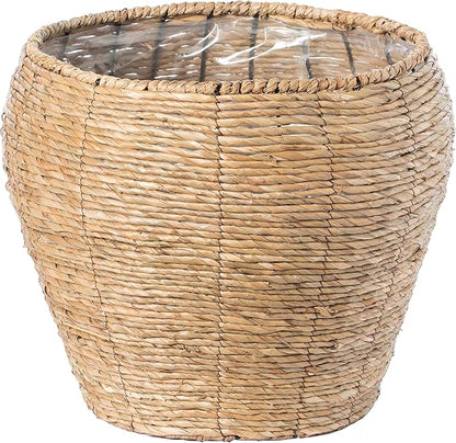 Vintiquewise Woven Round Flower Pot Planter Basket with Leak-Proof Plastic Lining - Large