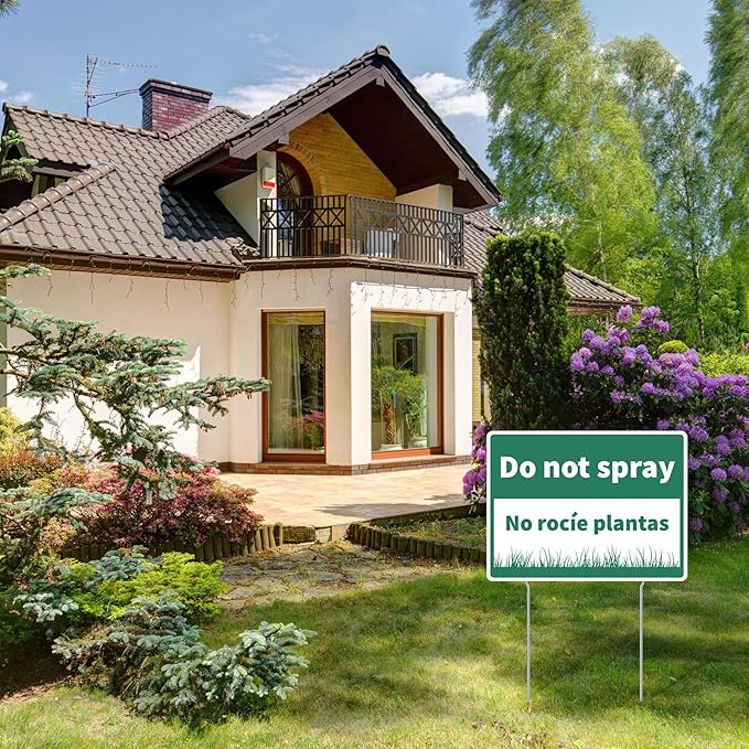 Suzile 6 Pcs Do Not Mow Do Not Spray Do Not Trim Yard Sign with Metal Stakes Bilingual Plant Signs 11.81 x 15.75 Inch Double Sided Corrugated Plastic Garden Markers for Lawn Garden Plants
