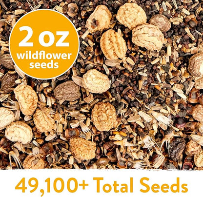 HOME GROWN Wildflower Seeds Mix - 49,100+ (2oz) Bulk Mix, 21 Varieties Wild Flower - Bee and Butterfly Garden Pack - Native Annual Flowers for Planting for Your Garden