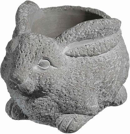Classic Home and Garden Cement Buddies Animal Planter - Cute Desk Decoration - UV Coated Animal Vase w/Drain Plug -Succulent Plant Pot for Indoor/Outdoor Use (Rabbit Planter, Natural, Large)