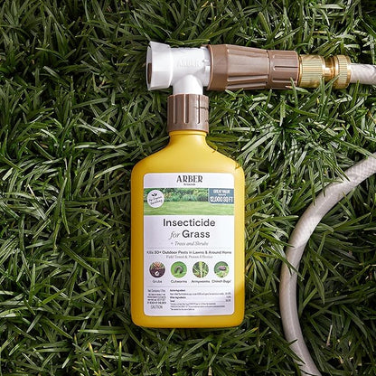 Organic Insecticide for Lawns, Trees & Shrubs – 16oz Ready-to-Spray Hose-End – Kills Grubs, Armyworms, Chinch Bugs & Beetles – Gentle on Grass, Bee-Safe, Kid & Pet Friendly – Outdoor Yard Pest Control
