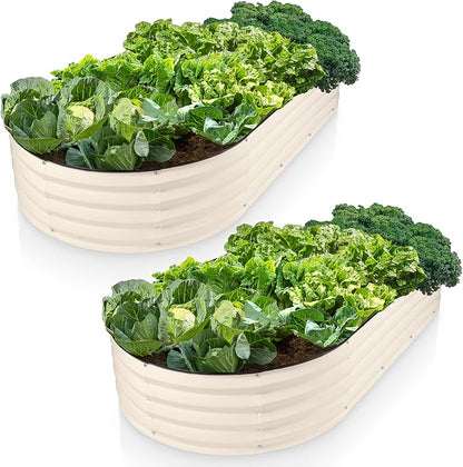 Plant & Plot Galvanized Raised Garden Beds Outdoor // 6×3×1 ft (2-Pack) Planter Raised Beds for Gardening, Vegetables, Flowers // Large Metal Garden Box // Patented Tool-Free Design (White)