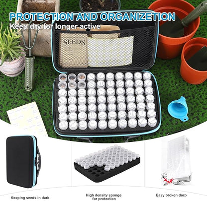 140 Slots Seed Storage Organizer, Garden Saving kit Seed Organizer with 30 Seed Envelopes, Write Label, Funnel, Tweezer for Plants Vegetable Seed Saver (Seeds not Included)