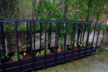 Climbing Vegetable & Tomato Planter with Wheels & Netting 14" Depth Planter Box - 24" L X 18" W X 50" H - Non-Toxic Sun Protected Material | Vegetable & Herb Backyard Patio