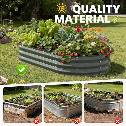 Raised Garden Bed, 6x3x1 FT Oval Raised Garden Beds Outdoor, 18” Raised Beds for Gardening Vegetables Flower Herb
