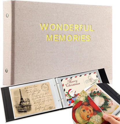 Spiareal Wonderful Memories Card Organizer Set Greeting Card Holder 6 x 8 Inches 100 Pages Stamping Binder Album Display Organization Storage for Memory Greeting Photo Gift