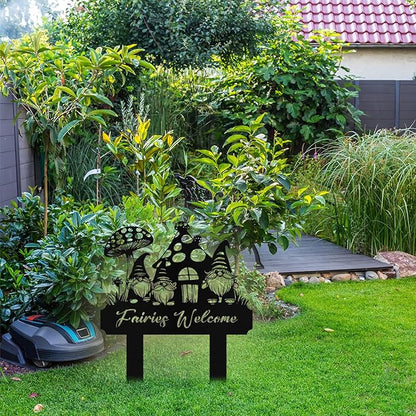 Custom Metal Gnome Garden Sign with Stake, Personalized Garden Signs for Outside, Customized Garden Name Signs for Yard Lawn Outdoor Decor Gardening Gifts for Moms Grandmas Gardeners