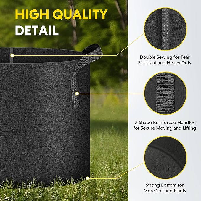 iPower 20 Pack 2 Gallon Grow Bags 300G Thickened Sturdy Plant Fabric Pots with 20 Labels and Handles, Aeration Garden Cloth Planter Bag for Outdoor Fruits, Vegetables and Flowers