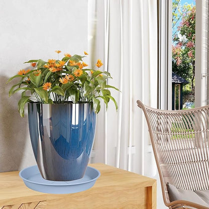 6 Pack of Plant Saucer Tray 9 10 inch, Heavy Duty Plastic Pot Plant Drip Trays Saucers for Indoors Outdoor, Plant Water Tray for Planters 9-10" (10", Light Gray)