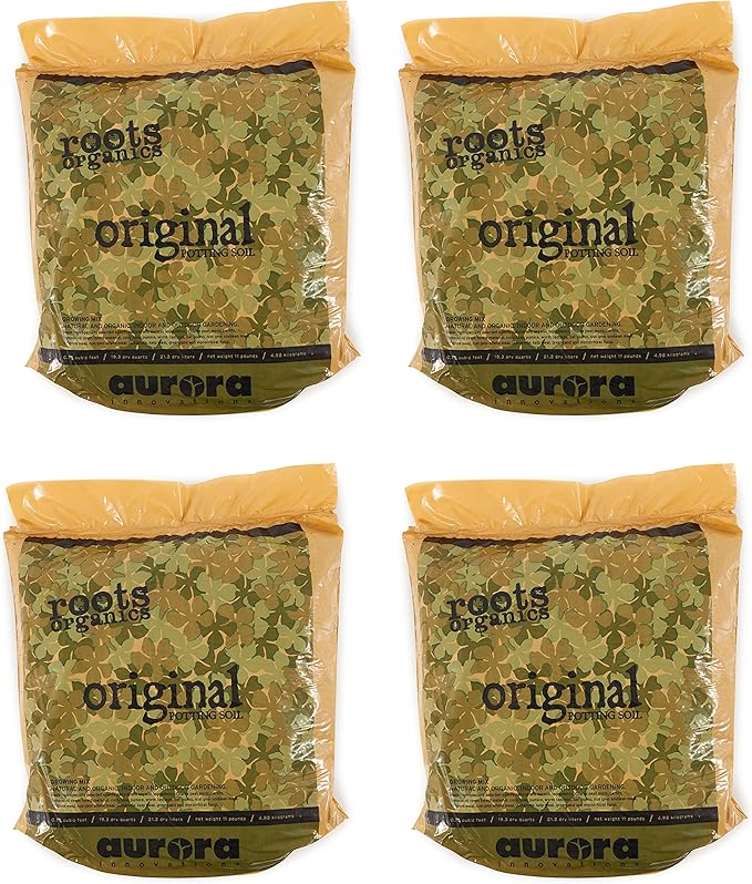 Roots Organics ROD75 Hydroponic Gardening Original Coco Fiber Based Potting Soil 0.75 Cubic Feet, 4 Pack