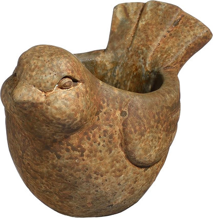 Classic Home and Garden Cement Buddies Animal Planter - Cute Desk Decoration - UV Coated Animal Vase w/Removable Drain Plug - Succulent Planter for Indoor/Outdoor Use (Bird Planter, Rust, Large)