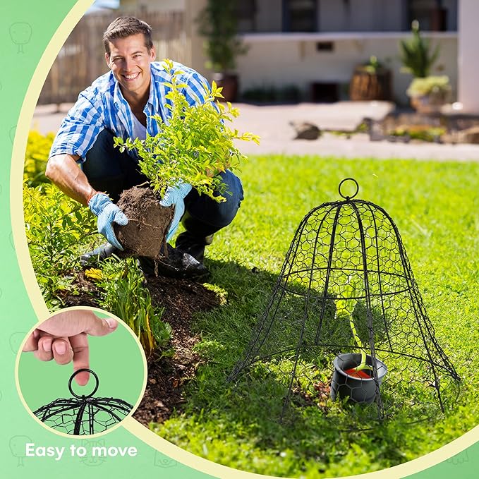 Homarden Garden Cloche Plant Protectors from Animals - Bell Screen Shape Plant Cage - Garden Protection from Animals - Plant Covers for Outdoor Vegetable Garden or Indoor Potted Plants - Black