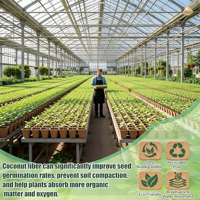 500 Sets Seedling Starter Kit with Square Peat Pots 2.36", Organic Coco Coir Pellets 30 mm, Labels, & Transplant Tools, Biodegradable Nursery Pot with Drainage Hole Potting Soil for Plant