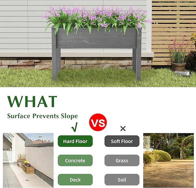 Raised Garden Bed with Legs, 48x24x30'', Outdoor Wood Elevated Planter Box, Thick Legs, w/Liner