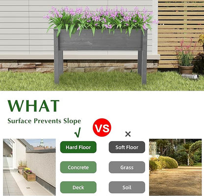 Raised Garden Bed with Legs, 48x24x30'', Outdoor Wood Elevated Planter Box, Thick Legs, w/Liner