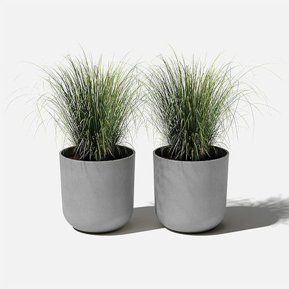 Veradek Round Lima Plastic Planter Pots for Indoor/Outdoor Garden Use, Gray, Suitable for Small to Large Succulent Plants, Flowers, Modern Interior Plants