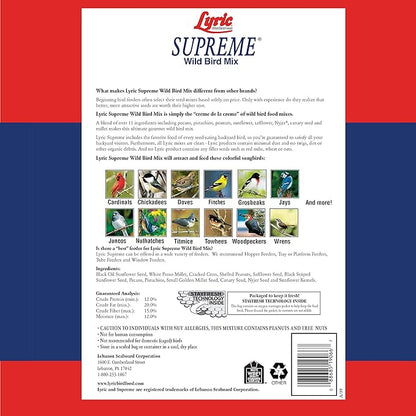 Lyric Supreme Wild Bird Seed - Wild Bird Food Mix with Nuts & Sunflower Seeds for Outside Feeders - Attracts Many Beautiful Songbirds - 4.5 lb bag
