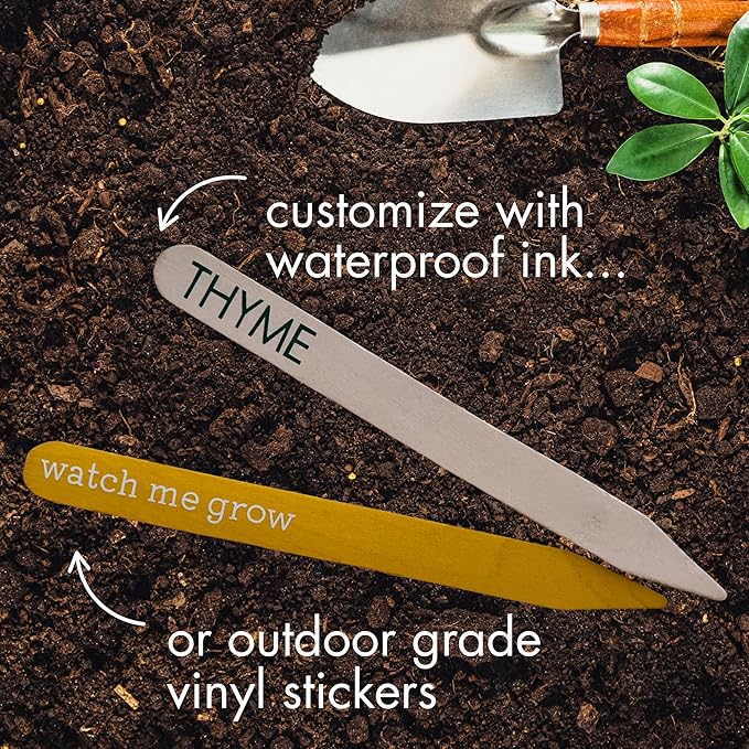 100% Natural Wood Plant Markers - 10 Inches Tall - for Field and Garden Use - Eco-Friendly & Sustainable Plant Identification - Made in USA - (Pack of 25)