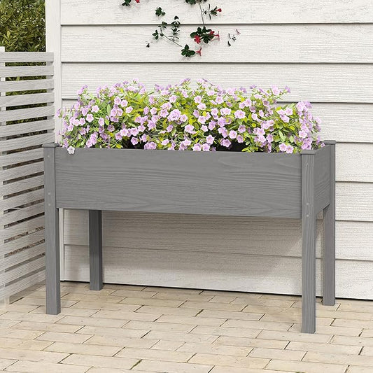 Raised Garden Bed with Legs (48x24x30''), Solid Wood Elevated Planter Box for Outdoor