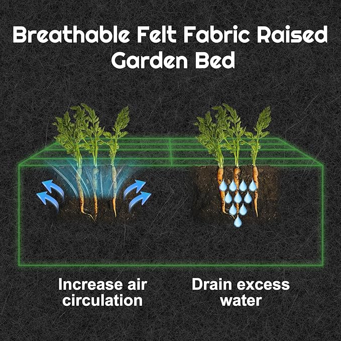 58 Gallon Fabric Raised Garden Bed, 4x1x1ft Large Garden Grow Bag Outdoor 8 Grids Planter Box Felt Planting Container for Growing Tomatoes Potatoes Plants Flowers, Black(1, Medium)
