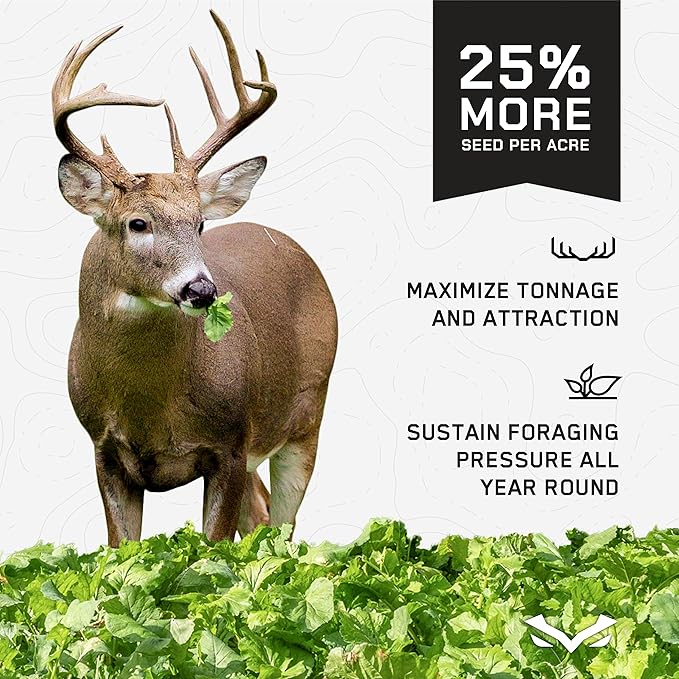 All-in-One Food Plot Seed + Fertilizer for Deer - 1/4 Acre Coverage - Perennial + Annual Blend - Protein and Micronutrients for Wildlife - Brassicas, Clovers, Chicory - Illusion Systems (4 Seasons)