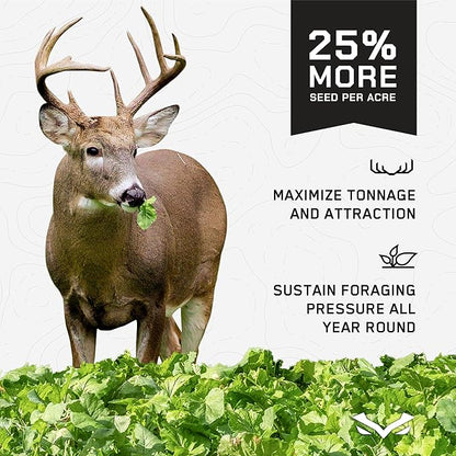 All-in-One Food Plot Seed + Fertilizer for Deer - 1/4 Acre Coverage - Perennial + Annual Blend - Protein and Micronutrients for Wildlife - Brassicas, Clovers, Chicory - Illusion Systems (4 Seasons)