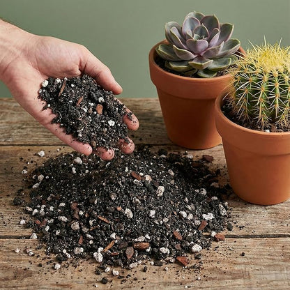 5 Dry Qt Cactus & Succulent Potting Soil Mix, USA Made - Gritty, Fast Draining, Soilless, Root Boosting, Peat-Free - Growth of Cactus, Succulents, Jade, Aloe Vera (5 Qt)