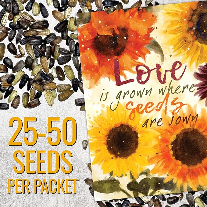 Seed Needs Heirloom Sunflower Seed Packet Favors for Party Events - Pre-Filled & Ready to Hand Out - Great for Weddings, Bridal Showers, Memorials, Fundraisers (30 Packets)