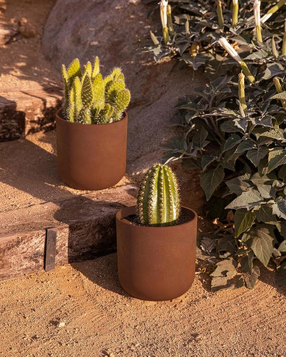 Veradek Patina Series Kona Planter - Round Planter for Outdoor Porch/Garden | Naturally Rusting Planter for All-Weather Use