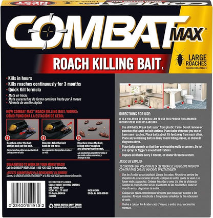 Combat Source Kill Max R2 Large Roach Bait, Black, 8 Count (Pack of 2)