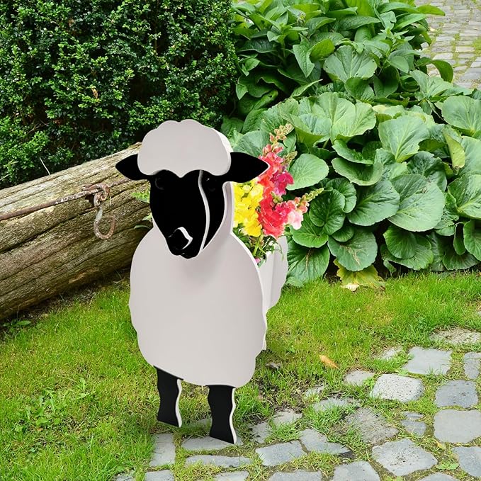 Sheep Planter Plant Pots,Animal Flower Pot for Indoor/Outdoor,Small Cute PVC Animal Face Shape Plant Container Best for Home Office Garden Decoration Mom Gift Ideas